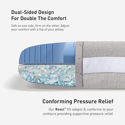 Bedgear Flow Cuddle Curve Pillow - Size 3.0 - Breathable Side Sleeper Pillow - Soft Bed Pillow - Hypoallergenic and Removable Cover - 20" W x 26" L x 6.5" H - LeafyLoom