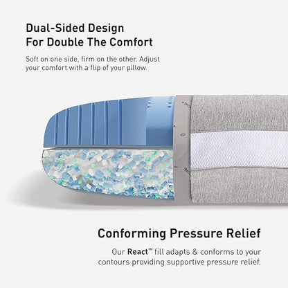 Bedgear Flow Cuddle Curve Pillow - Size 1.0 - Breathable Side Sleeper Pillow - Soft Bed Pillow - Hypoallergenic and Removable Cover - 20" W x 26" L x 5.25" H - LeafyLoom