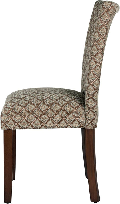 Homepop Home Decor |K1136-F662 | Classic Upholstered Parsons Dining Chair | Single Accent Dining Chair, Blue & Brown Damask - LeafyLoom