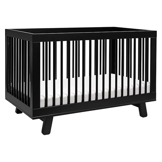 Babyletto Hudson 3-in-1 Convertible Crib with Toddler Bed Conversion Kit in Black, Greenguard Gold Certified - LeafyLoom