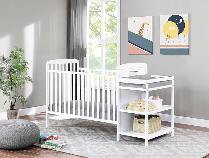 Suite Bebe Ramsey 3 in 1 Convertible Crib and Changer in White - LeafyLoom