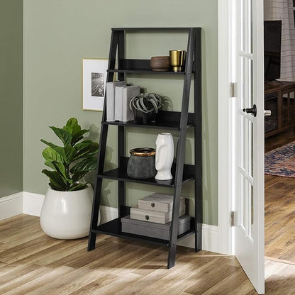 Walker Edison Sophia Modern 4 Shelf Ladder Bookcase , 55 Inch, Black - LeafyLoom