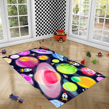 Solar System Rug - Space Rug Galaxy Area Rugs for Kids Bedroom Kids Play Rug Outer Space Carpet Space Rug for Boys Room Planet Carpet for Kids Space Themed Bedroom Decor,3'×4' - LeafyLoom