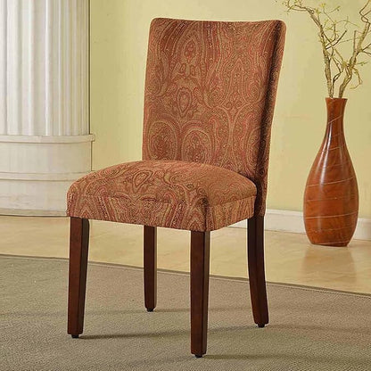 Homepop Home Decor |K1136-F765 | Classic Upholstered Parsons Dining Chair | Single Accent Dining Chair, Red & Gold Damask - LeafyLoom