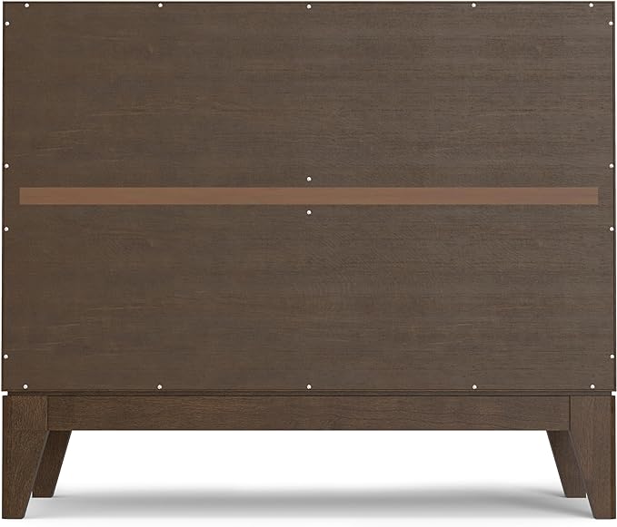 SIMPLIHOME Harper Solid Hardwood and Rubberwood 38 inch x 17 inch Rectangle Mid Century Modern 2 Door Sideboard Buffet/Storage Cabinet in Walnut Brown for The Dining Room and Kitchen - LeafyLoom