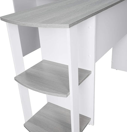 Techni Mobili L Shaped Desk - Modern Computer Desk with Corner Bookshelf & Side Storage Shelves for Home Office Accessories - Elegant, Space-Saving, & Minimalist Executive Table - LeafyLoom