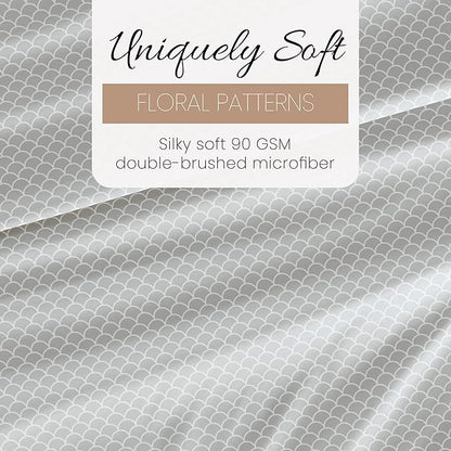 Linen Market 4 Piece Queen Bedding Sheet Set (Gray Scallops) - Sleep Better Than Ever with These Ultra-Soft & Cooling Bed Sheets for Your Queen Size Bed - Deep Pocket Fits 16" Mattress - LeafyLoom