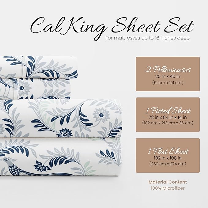 Linen Market 4 Piece California King Bedding Sheet Set (Navy Blue) - Sleep Better Than Ever with These Ultra-Soft Cooling Bed Sheets for Your California King Size Bed - Deep Pocket Fits 16" Mattress - LeafyLoom