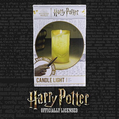 Paladone Hogwarts Crest Candle Light with Magical Wand Remote Control, Harry Potter Room Decor and Desk Accessories - LeafyLoom