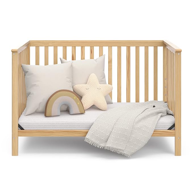 Storkcraft Hillcrest 4-in-1 Convertible Crib (Natural) - Converts to Daybed, Toddler Bed, and Full-Size Bed, Fits Standard Full-Size Crib Mattress, Adjustable Mattress Support Base - LeafyLoom