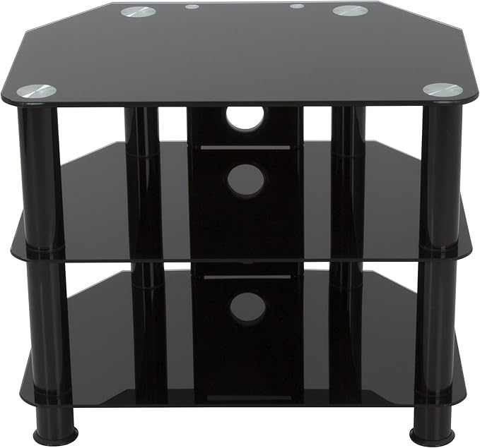 AVF Steel TV Stand with Cable Management for up to 32" TVs in Black - LeafyLoom