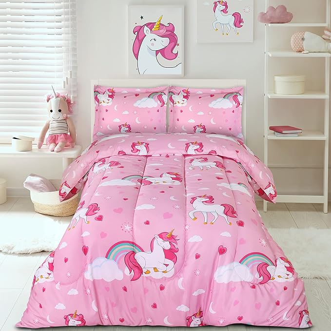 Utopia Bedding All Season Unicorn Comforter Set with 2 Pillow Cases, 3 Piece Soft Brushed Microfiber Kids Bedding Set for Boys/Girls, Machine Washable (Twin) - LeafyLoom