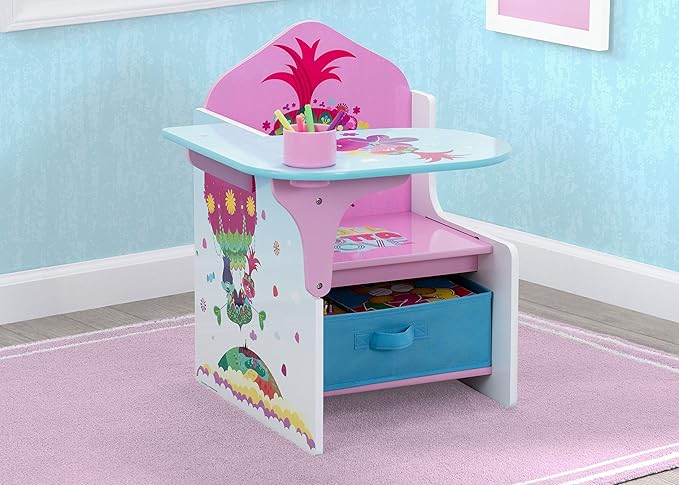 Delta Children Chair Desk with Storage Bin, Trolls World Tour - LeafyLoom