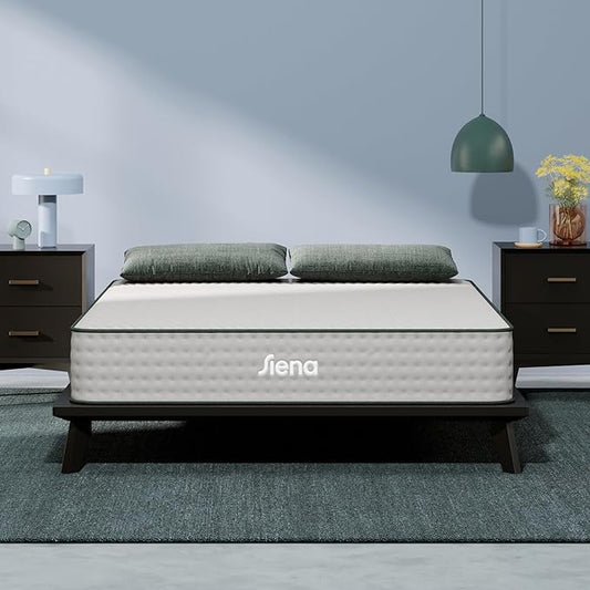 Siena 10” King Hybrid Plush Mattress - Memory Foam & Innerspring System - 180 Night Trial - Premium Pressure-Relieving Layers - 10 Year Manufacturer Warranty - CertiPUR-US® Certified - LeafyLoom