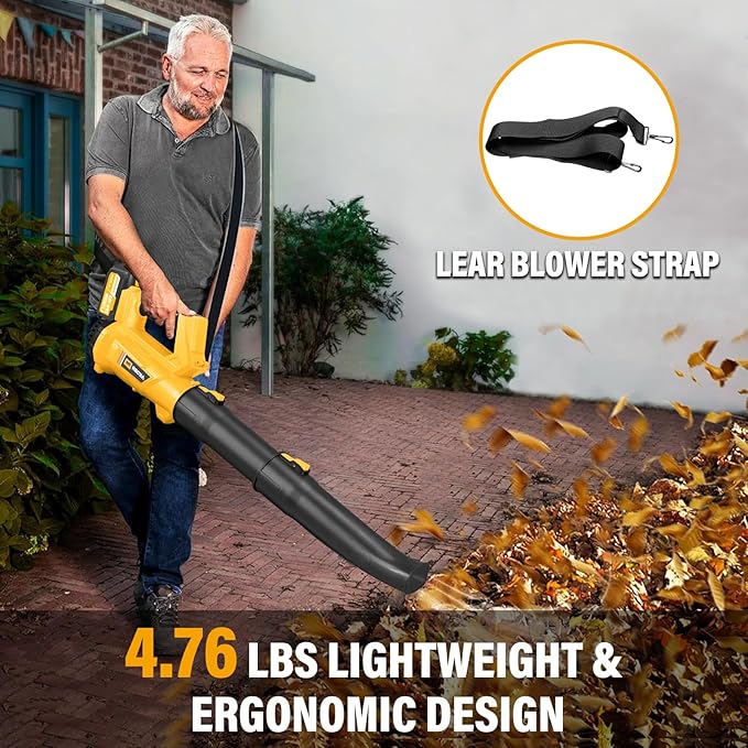 Cordless Leaf Blower - 540CFM Brushless Electric Leaf Blower Cordless with 2 * 6.0Ah Batteries and Charger -6 Speed Mode -20V Battery Powered Leaf Blowers for Lawn Care, Patio, Blowing Leaves - LeafyLoom