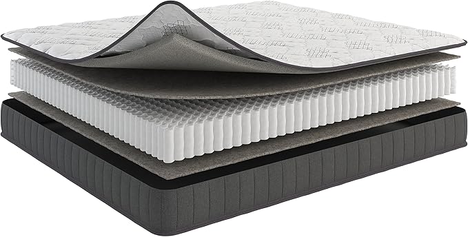 Ottomanson 9" King Mattress in a Box Made in USA, Medium-Firm Mattress, Hybrid Mattress Cool Improved Airflow with Edge to Edge Pocket Coil, Bed in A Box, Ottopedic - LeafyLoom