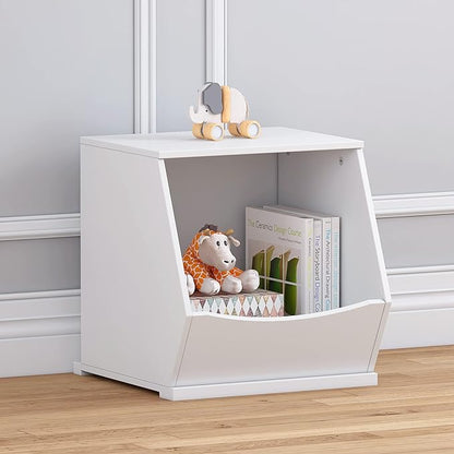 UTEX Toy Storage Organizer,Kids Stackable Toy Storage Bins,Toy Boxes and Storage Cubby for Playroom,Bedroom,Nursery School,White - LeafyLoom