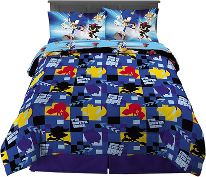 Franco Kids Bedding Super Soft Comforter and Sheet Set, 5 Piece Full Size, Sonic the Hedgehog - LeafyLoom