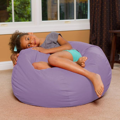 Posh Creations Bean Bag Chair for Kids, Teens, and Adults Includes Removable and Machine Washable Cover, Heather Lavender, 38in - Large - LeafyLoom