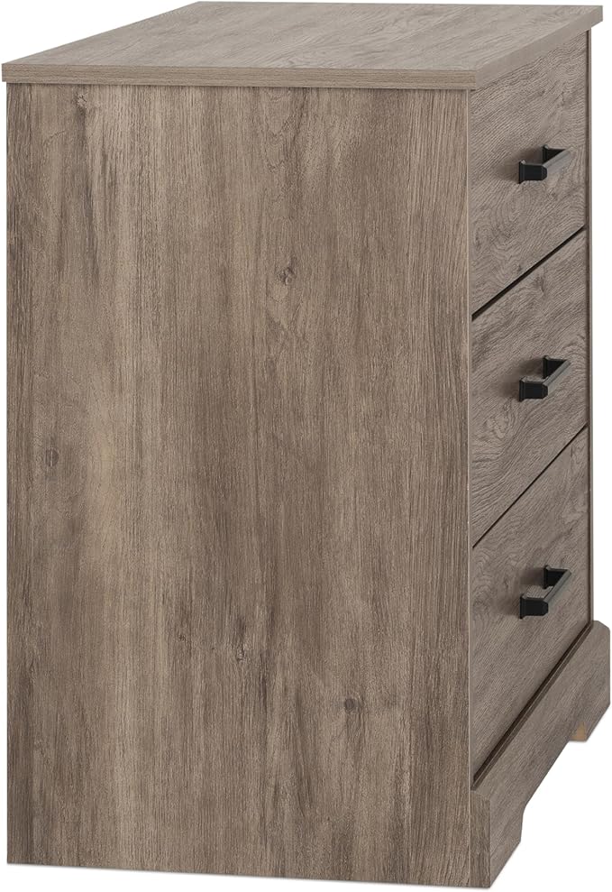 Prepac Three Drawer Nightstand, 16.25in x 27.5in x 26.75in, Rustic Brown - LeafyLoom