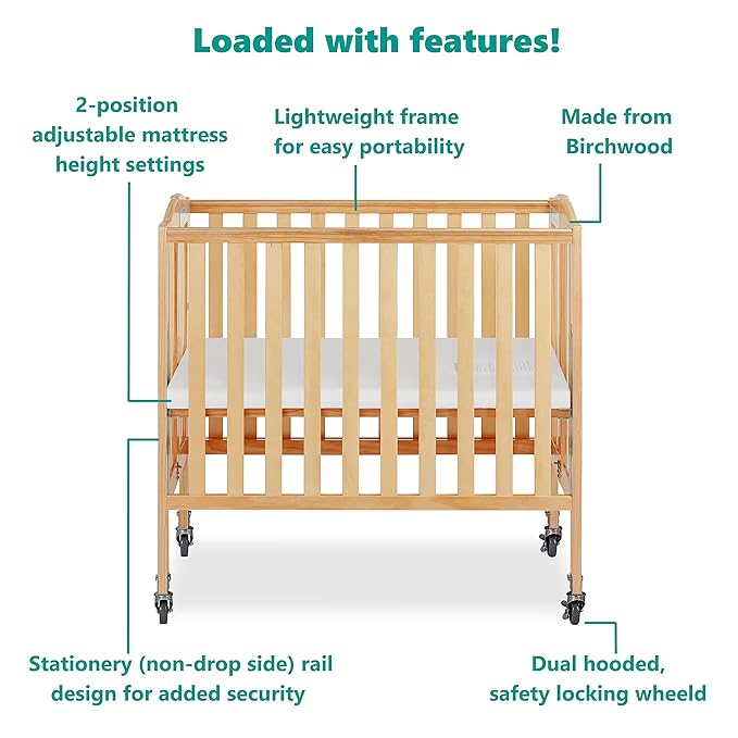 3-in-1 Folding Portable Crib, Natural, Large - LeafyLoom