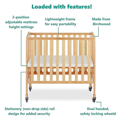 3-in-1 Folding Portable Crib, Natural, Large - LeafyLoom