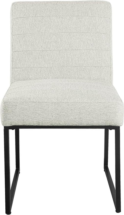 HomePop Channeled Metal Dining Chair - Sustainable Gray Woven (Single Pack) - LeafyLoom