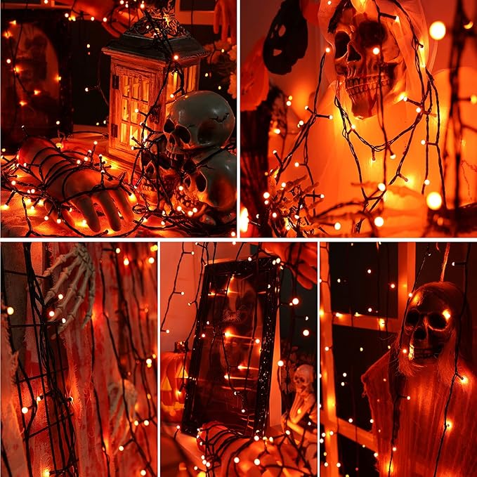 Toodour Halloween Orange Lights, 131ft 350 LED Plug in Halloween String Lights with 8 Modes and Timer, Connectable Outdoor Halloween Lights for Home, Party, Indoor Halloween Decor Toodour