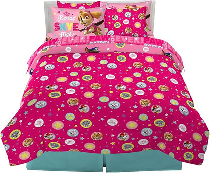 Paw Patrol Girls Kids Bedding Super Soft Comforter And Sheet Set With Sham, 7 Piece Full Size, (Official) Nickelodeon Product By Franco - LeafyLoom