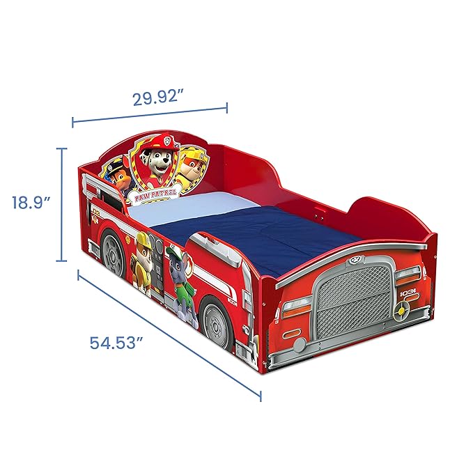 Delta Children Wood Toddler Bed, Nick Jr. PAW Patrol + Serta Perfect Slumber Dual Sided Recycled Fiber Core Toddler Mattress (Bundle) - LeafyLoom