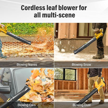 Cordless Leaf Blower - 540CFM Brushless Electric Leaf Blower Cordless with 2 * 6.0Ah Batteries and Charger -6 Speed Mode -20V Battery Powered Leaf Blowers for Lawn Care, Patio, Blowing Leaves - LeafyLoom