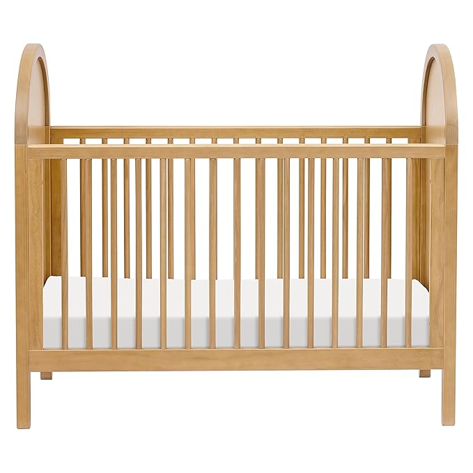 babyletto Bondi Cane 3-in-1 Convertible Crib with Toddler Bed Conversion Kit in Honey with Natural Cane, Greenguard Gold Certified - LeafyLoom