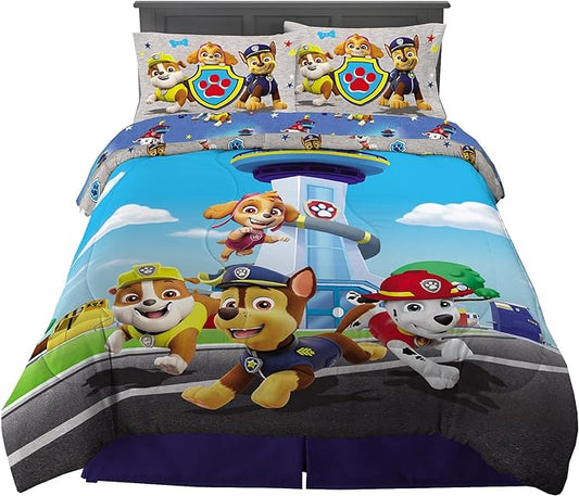 Franco Paw Patrol Kids Bedding Super Soft Comforter And Sheet Set, 5 Piece Full Size, (Official) Nickelodeon, 39 x 75 Inch - LeafyLoom