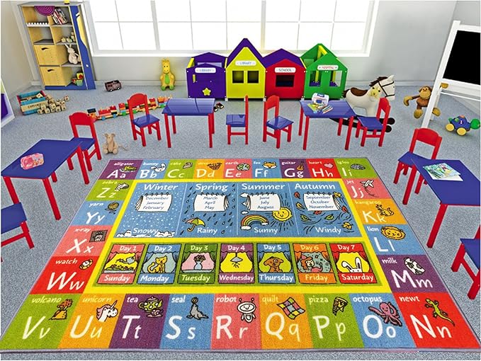 KC Cubs ABC Alphabet Animal Educational Nylon Area Rug - LeafyLoom