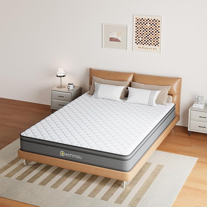 8 INCH Queen Size Mattress, Queen Mattress with Gel Memory Foam and Spring, Breathable Hybrid Mattress in a Box for a Cool & Peaceful Sleep, Strong Edge & Medium Firm Support, CertiPUR-US - LeafyLoom