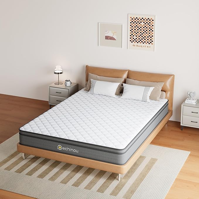 8 INCH Twin Mattress, Twin Size Mattress with Gel Memory and Spring, Soft Hybrid Mattress in a Box for Pressure Relief, Medium Firm Support, CertiPUR-US - LeafyLoom