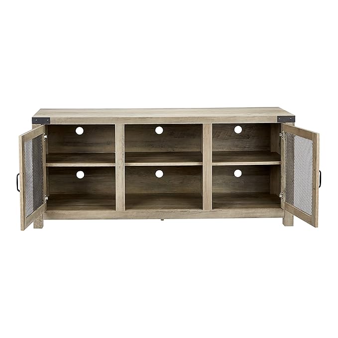 ROCKPOINT 58inch TV Stand Entertaiment Media Console Center Industrial Style Door, Grey wash - LeafyLoom