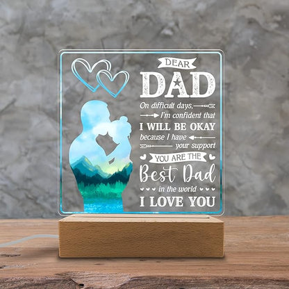 You are Best Dad in The World Acrylic Night Light Gifts for Daddy on Fathers Day, Christmas, Birthday from Son, Daughter - LeafyLoom