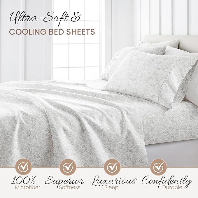 Linen Market 3 Piece Twin Bedding Sheet Set (Gray Floral) - Sleep Better Than Ever with These Ultra-Soft & Cooling Bed Sheets for Your Twin Size Bed - Deep Pocket Fits 16" Mattress - LeafyLoom