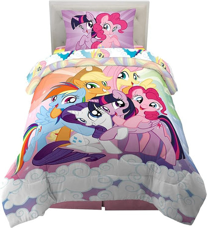 Franco Kids Bedding Super Soft Microfiber Comforter and Sheet Set, 4 Piece Twin Size, My Little Pony - LeafyLoom