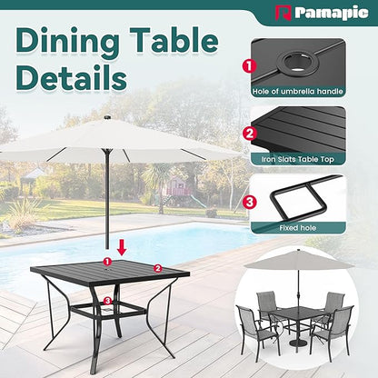 Pamapic 5 Pieces Patio Dining Set, Outdoor Dining Set for Garden Backyard Poolside Deck,Outdoor Table and Chairs Set with 4 Textilene Chairs,Gray - LeafyLoom