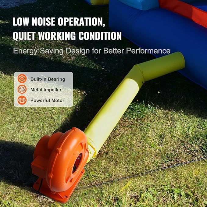 VEVOR Inflatable Blower, 900W, 1 HP & 1.2 HP Bounce House Blower, Commercial-grade Air Blower for Inflatables, 3300 RPM, Bouncy Castle Electric Blower Perfect for Bounce House, Waterslides, ETL Listed - LeafyLoom