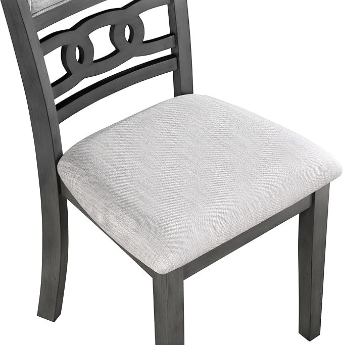 New Classic Furniture Gia Dining Chair (Set of Six), Light Gray Fabric Upholstered Seat & Back Rest, Gray - LeafyLoom