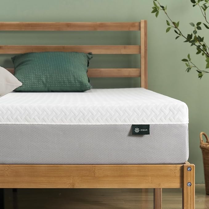 ZINUS 8 Inch Green Tea Essential Memory Foam Mattress [New Version], Full, Fiberglass Free, Medium Feel, Breathable Airflow Memory Foam, Certified Safe Foams & Fabric, Mattress in A Box - LeafyLoom