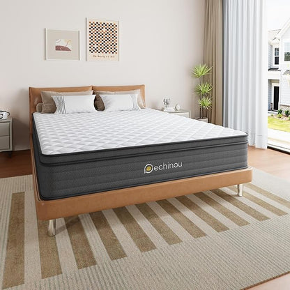 Queen Mattress, 12 INCH Queen Size Hybrid Mattress in a Box with Gel Memory Foam, Medium Firm Support, Pressure Relief, Motion Isolation, CertiPUR-US - LeafyLoom