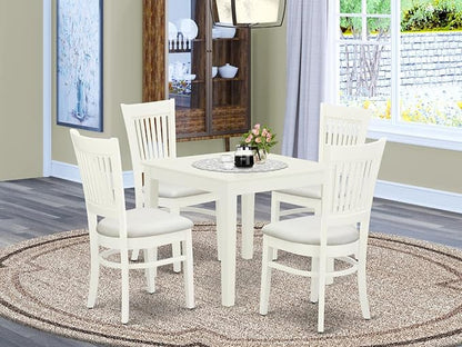 East West Furniture Oxford 5 Piece Room Set includes a Square Wooden Table and 4 Linen Fabric Kitchen Dining Chairs, 36x36 Inch, OXVA5-LWH-C - LeafyLoom