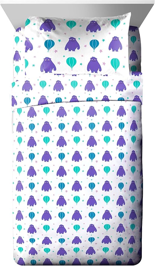 IF Imaginary Friends Twin Comforter Set - Purple 5 Piece Bed Set includes Sheet Set & Pillow Covers - Super Soft Kids Bedding Features Blue - LeafyLoom