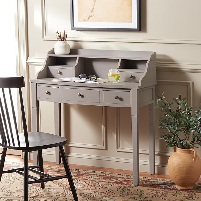 Safavieh American Homes Collection Landon Quartz Grey Writing Desk - LeafyLoom