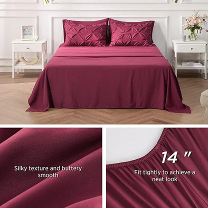 Bedsure Full Size Comforter Sets - Bedding Sets Full 7 Pieces, Bed in a Bag Burgundy Bed Sets with Comforter, Sheets, Pillowcases & Shams - LeafyLoom