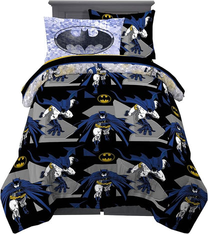 Franco Kids Bedding Super Soft Comforter and Sheet Set with Sham, 5 Piece Twin Size, Batman - LeafyLoom